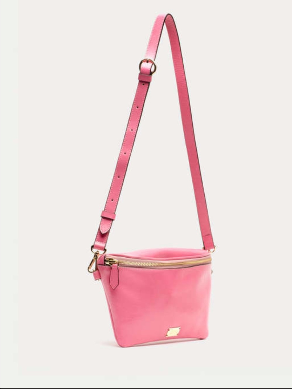 NWT Frances Valentine Billie Sling Bag in Pink Crinkled Leather